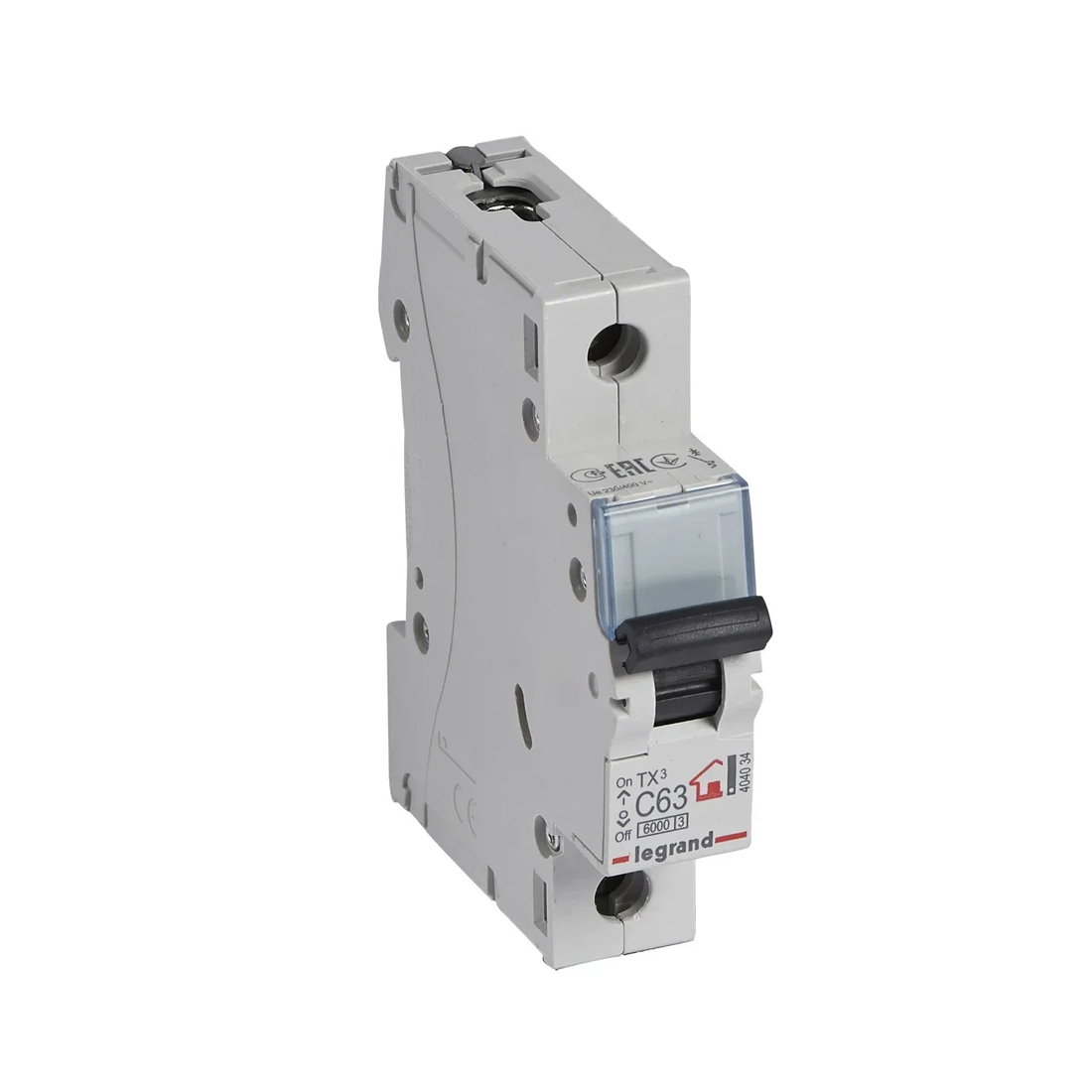 Автоматический выключатель, Legrand, 404034, 1П C63A TX3 6000 6kA