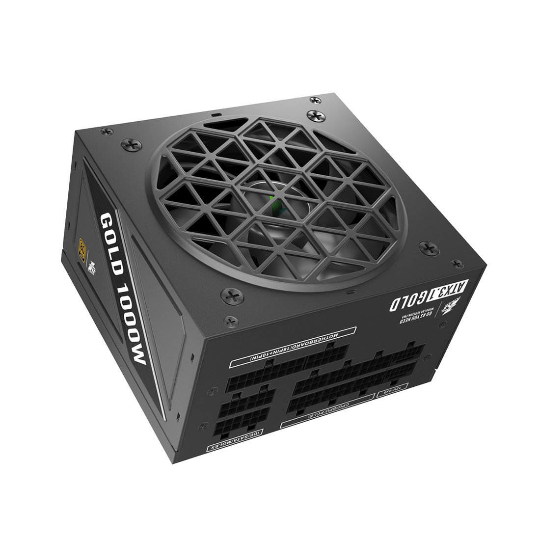 Блок питания, 1STPLAYER, NGDP HA-1000BA4, 1000W, ATX 3.1, APFC, GOLD, 20+4pin, 2*4+4pin, 2*Sata, 3*PCI-E 6+2pin, 2*(16pin)12VHPWR, Modular, Вентилятор 12см, 140x150x86 мм, Чёрный