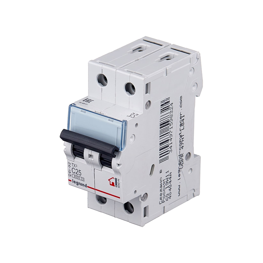 Автоматический выключатель, Legrand, 404044, 2П C 25A TX3 6000 6kA