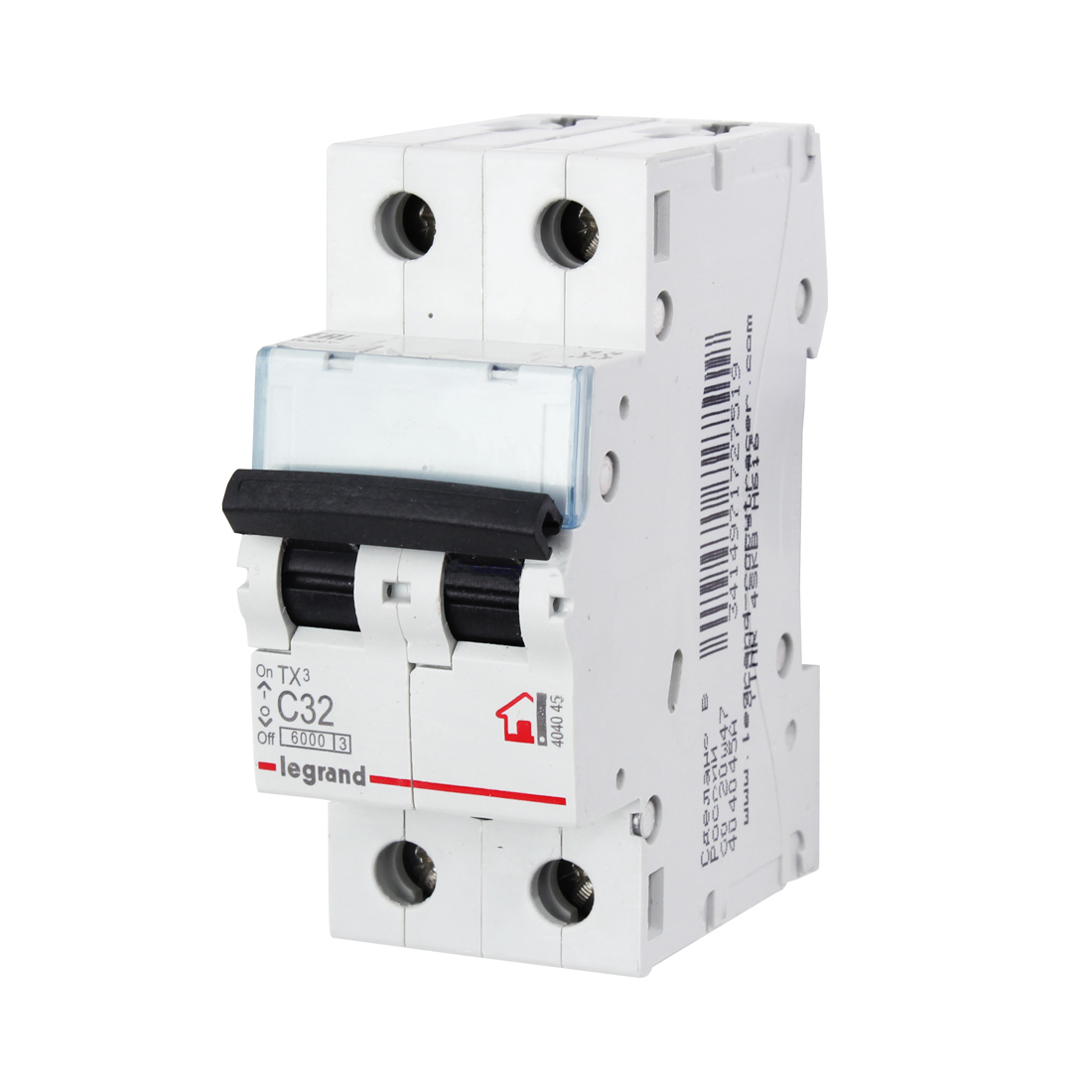 Автоматический выключатель, Legrand, 404045, 2П C 32A TX3 6000 6kA