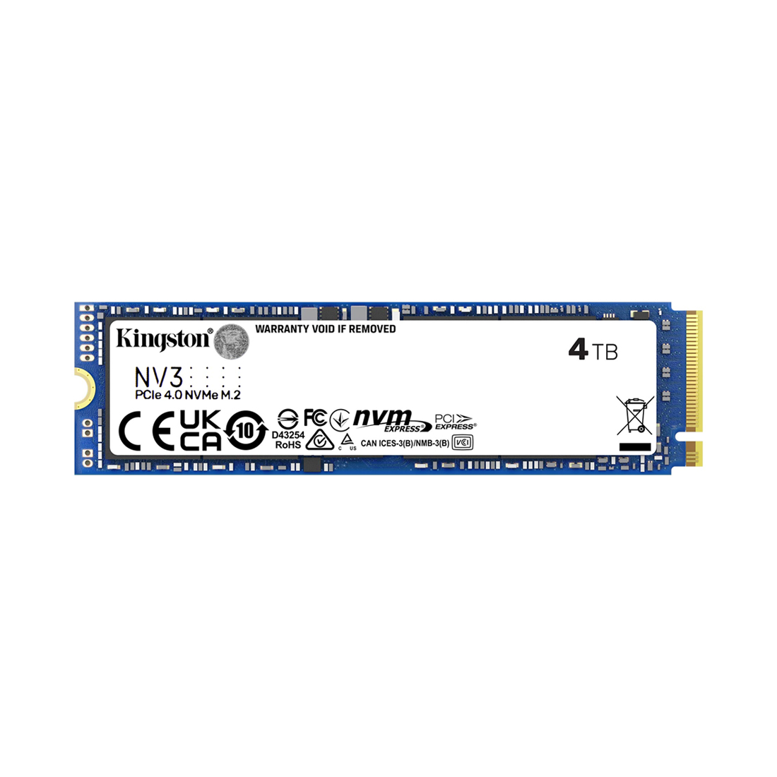 Твердотельный накопитель SSD, Kingston, NV3 SNV3S/4000G, 4000GB, M.2 NVMe PCIe 4.0x4, 6000/4000Мб/с