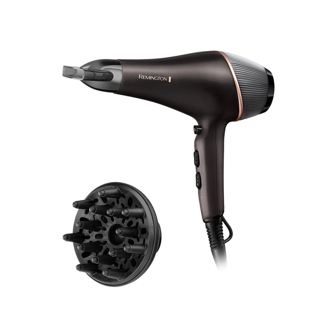 Фен, Remington, AC5700, 2 скорости, 3 температурных режимов, AC мотор, Ионизация, Подача холодного воздуха, Длина кабеля 3м, Мощность 2200 Вт, Черный