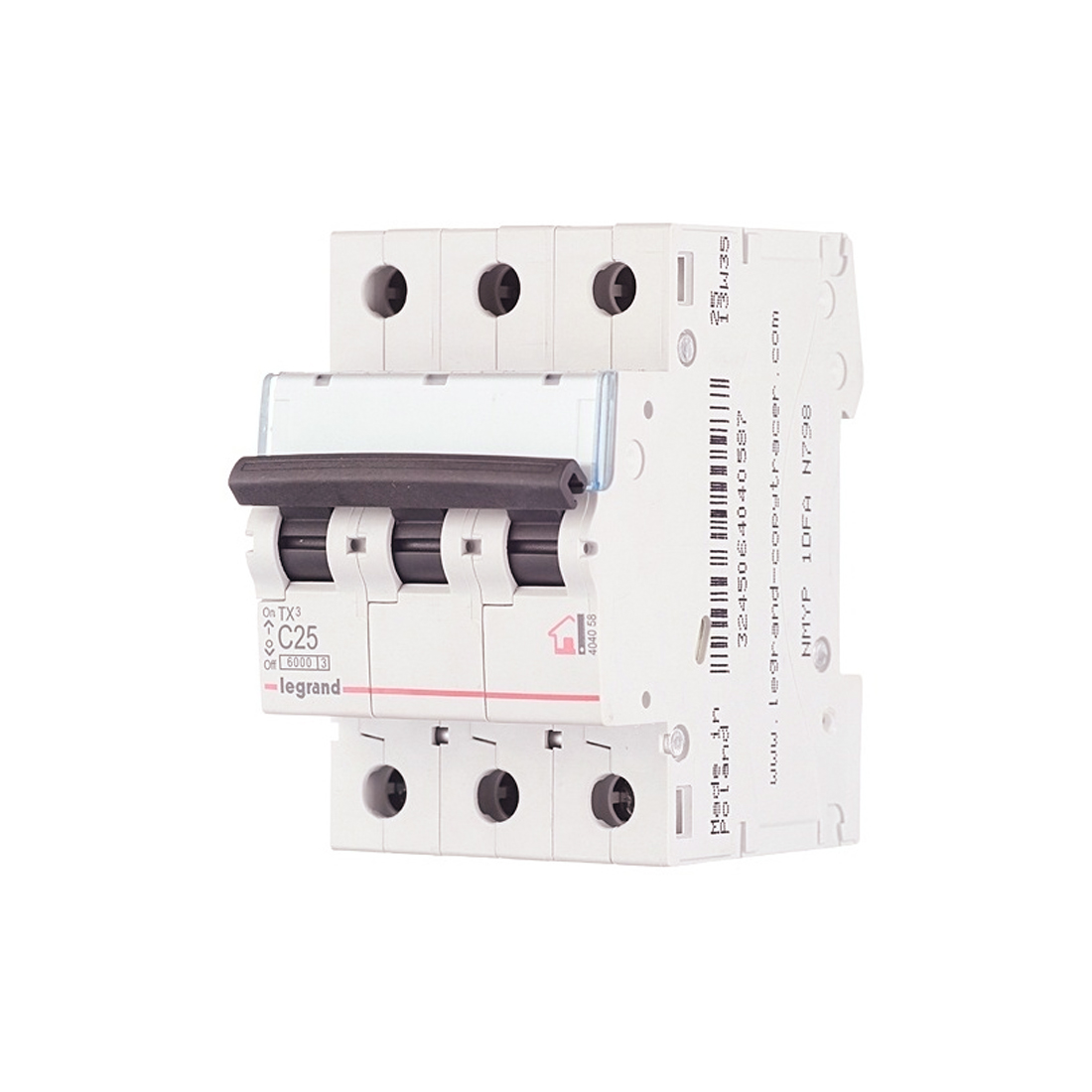 Автоматический выключатель, Legrand, 404058, 3П С 25A TX3 6000 6kA