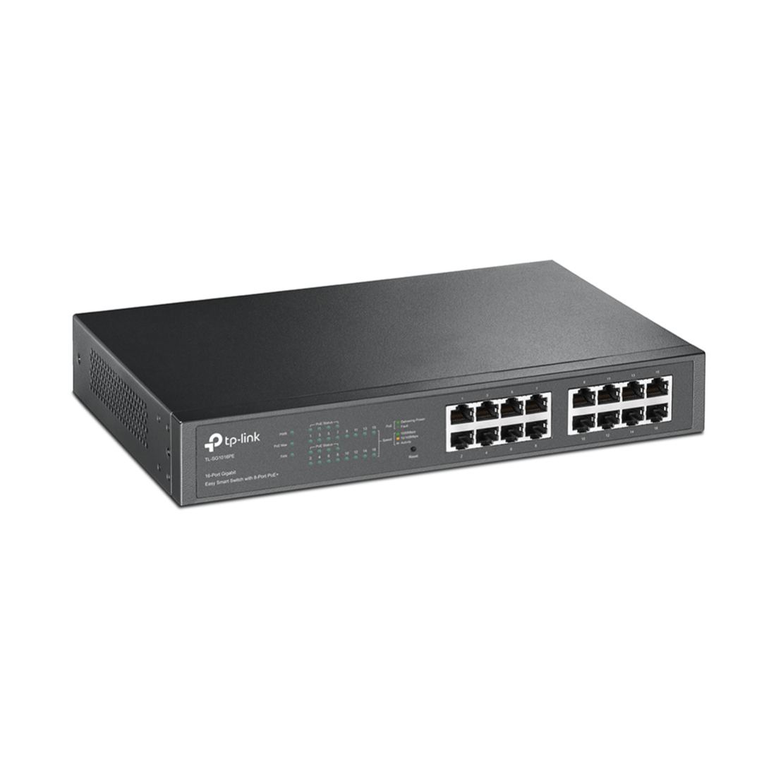 Коммутатор, TP-Link, TL-SG1016PE PoE+,16 портов 10/100/1000 Мбит/с с автосогласованием, авто-MDI/MDIX (разьёмы RJ45), РоЕ 150 Вт, Управляемый