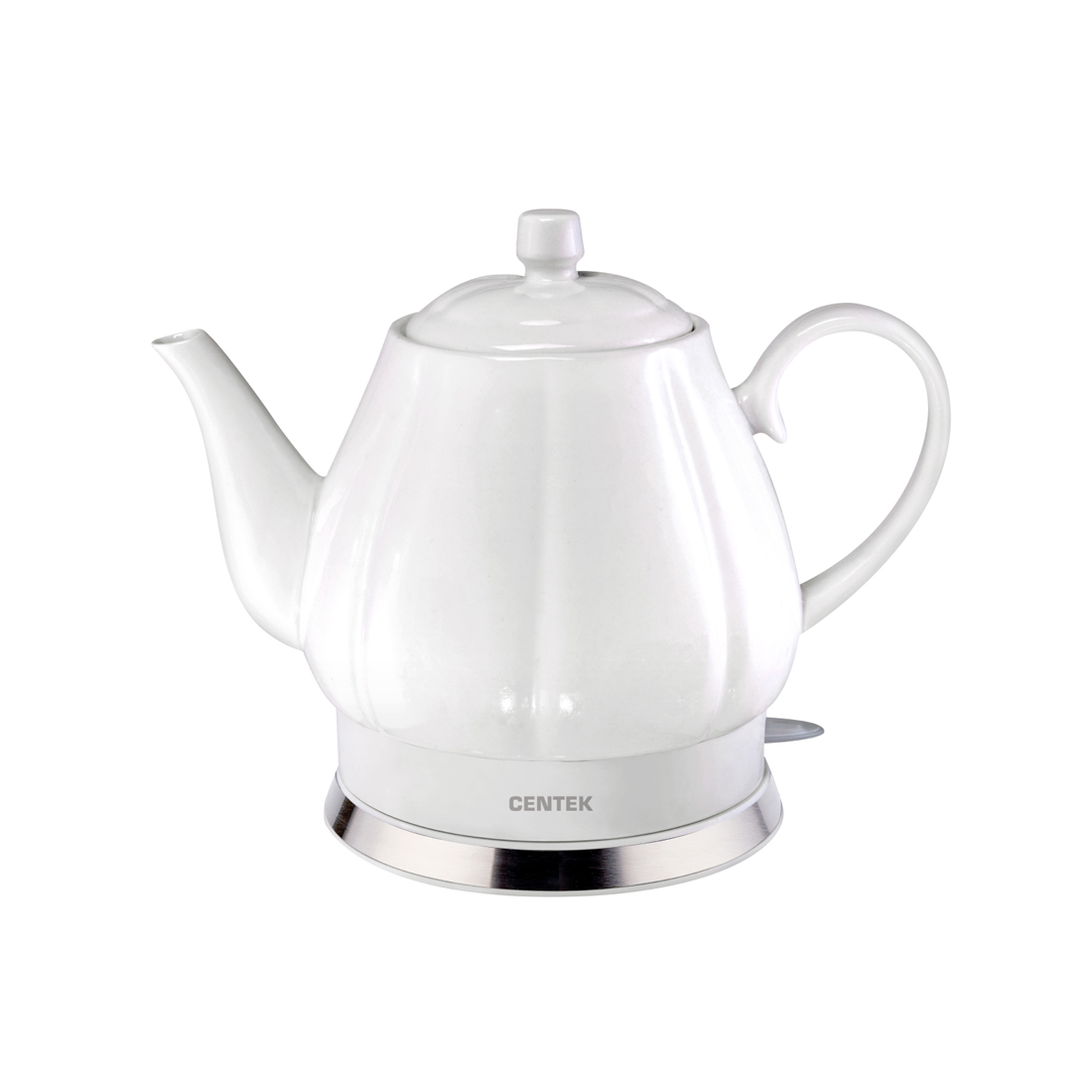 Чайник электрический, Centek, CT-0062, 2.0л, 2000W, Супербелая керамика, Рельефный корпус, Белый