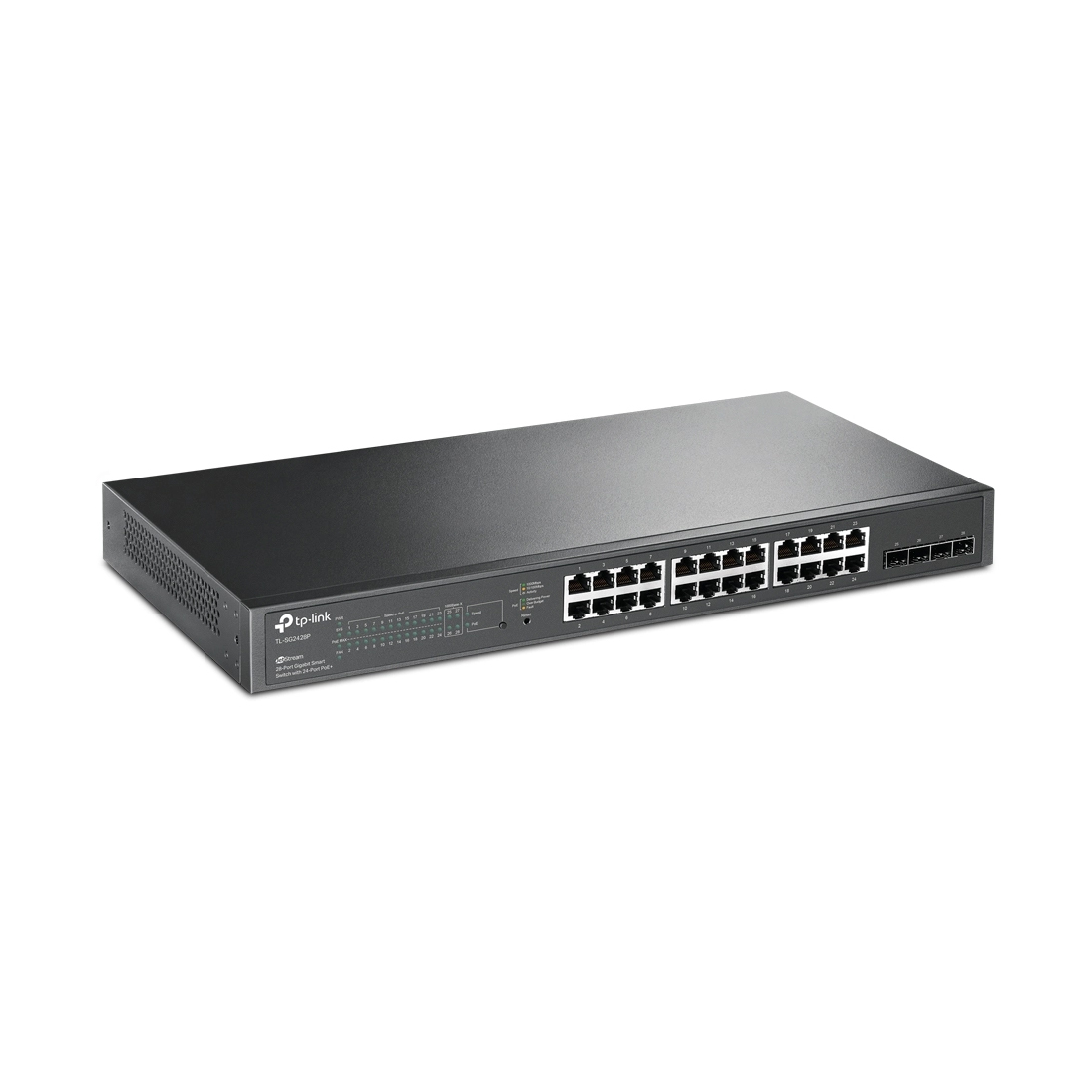 Коммутатор, TP-Link, SG2428P, JetStream гигабитный Smart коммутатор на 24 порта PoE+ и 4 SFPслота, Управляемый, РоЕ 250W