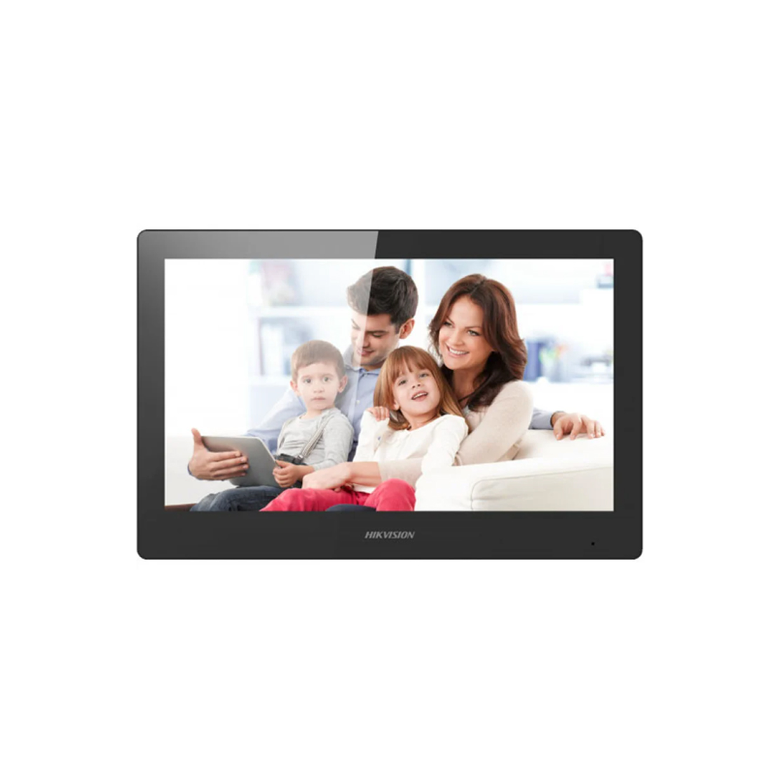Монитор домофонаб, Hikvision, DS-KH8520-WTE1(Black), 10,1-дюймовый сенсорный TFT-экран, Wi-Fi 802.11b/g/n, встроеный микрофон и динамик, шумоподавление, от -10 °C до 50 °C, 12V DC, PoE