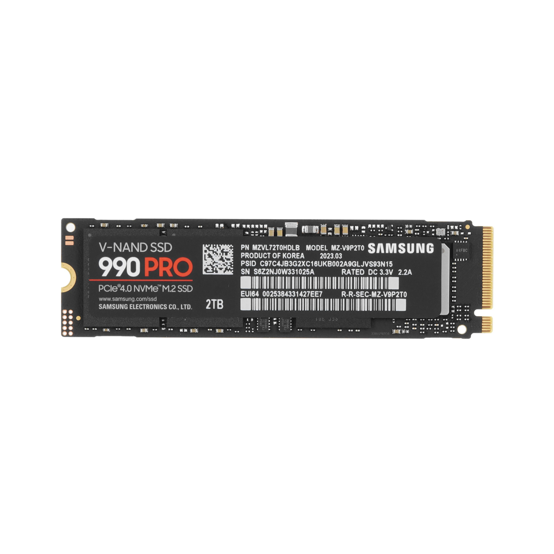 Твердотельный накопитель SSD Samsung 990 PRO MZ-V9P2T0BW 2TB M.2 PCIe 4.0 NVMe