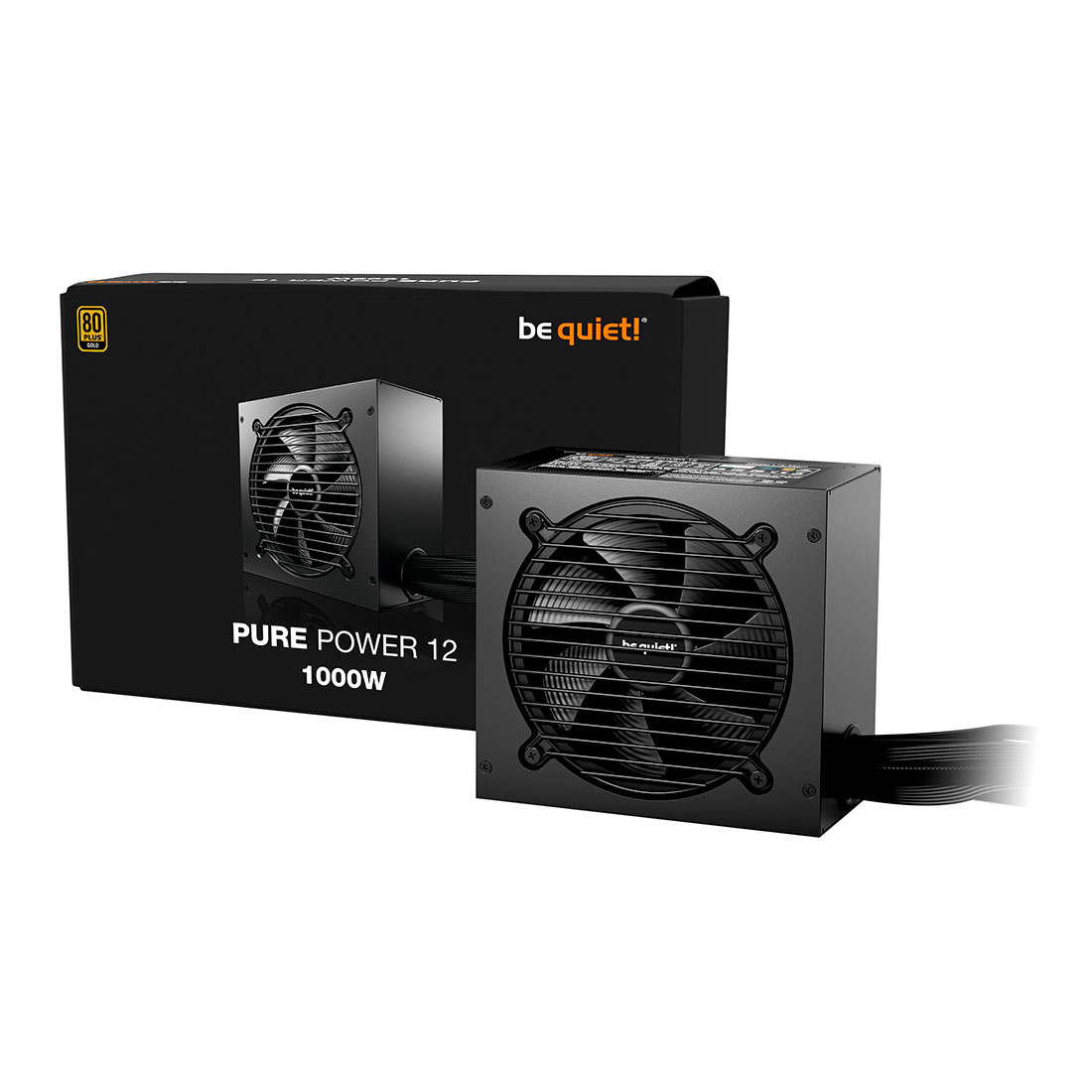 Блок питания, Bequiet!, Pure Power 12 1000W, BP005EU, 1000W, Gold, ATX 3.1, APFC, 20+4pin, 1*4+4pin, 1*8pin, 6*SATA, 1*Molex, 3*PCI-E 6+2 pin, 1*PCI-E 12+4pin, Вентилятор 12см, 160*86*150 см, Черный