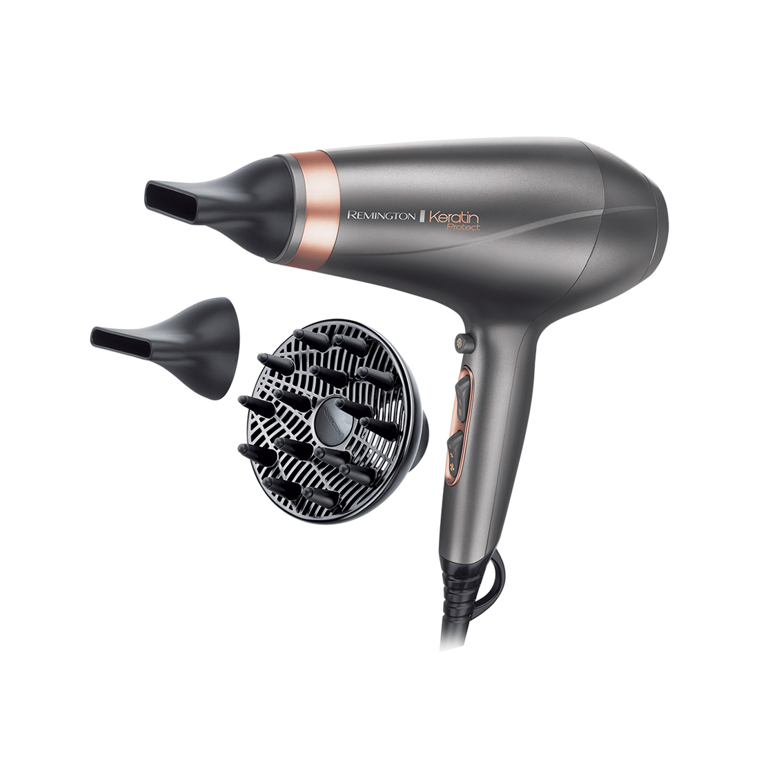 Фен, Remington, AC8820, Мощность 2200W, 2 скоростных режима, 3 температурных режима, AC мотор, Длина шнура электропитания 300см, Серебристый