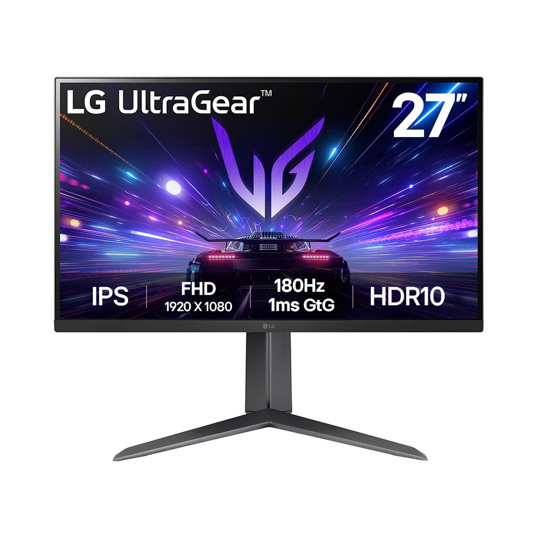 Монитор, LG, 27GS65F-B, 27", 1920x1080, IPS, 180 Гц, HDMI, DP, 300кд/м2, 1000:1, 16.7М, 1мс, угол обзора(гор/верт) 178/178, 16:9, Чёрный