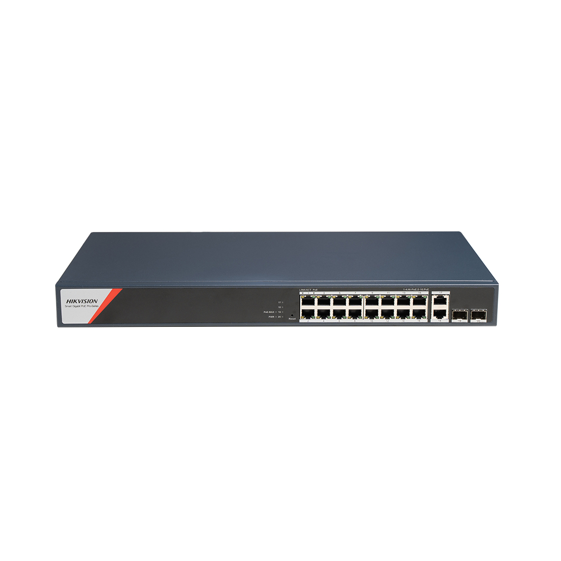 Коммутатор, Hikvision, DS-3E1520HP-SI-16P2T2F, 16 Gigabit PoE (RJ-45), 2 Gigabit RJ-45 uplink, 2 Gigabit SFP (оптические)