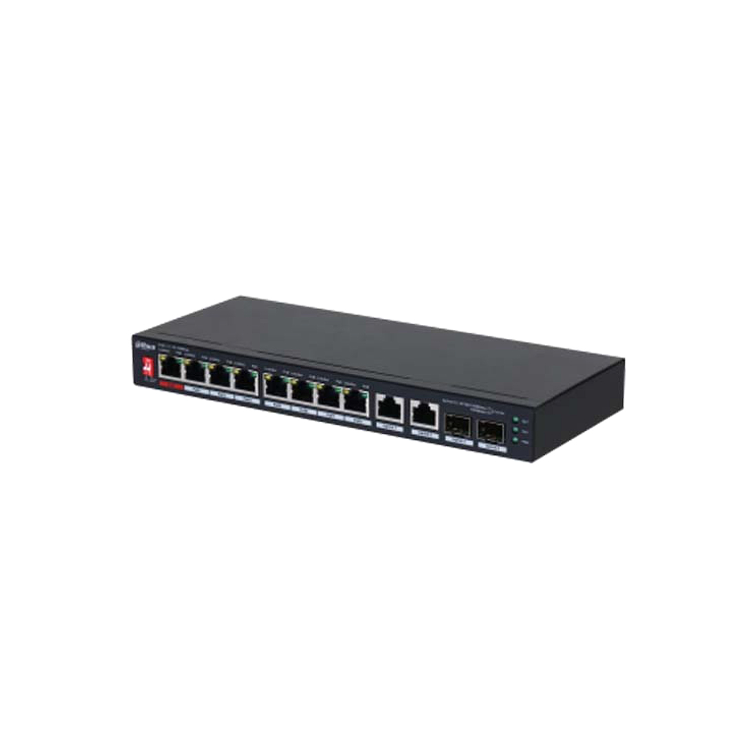 Коммутатор Dahua DH-PFS3210-8ET2GF-96, Басқарылмайтын, 8 порт x10/100 Base-T (PoE 90W)