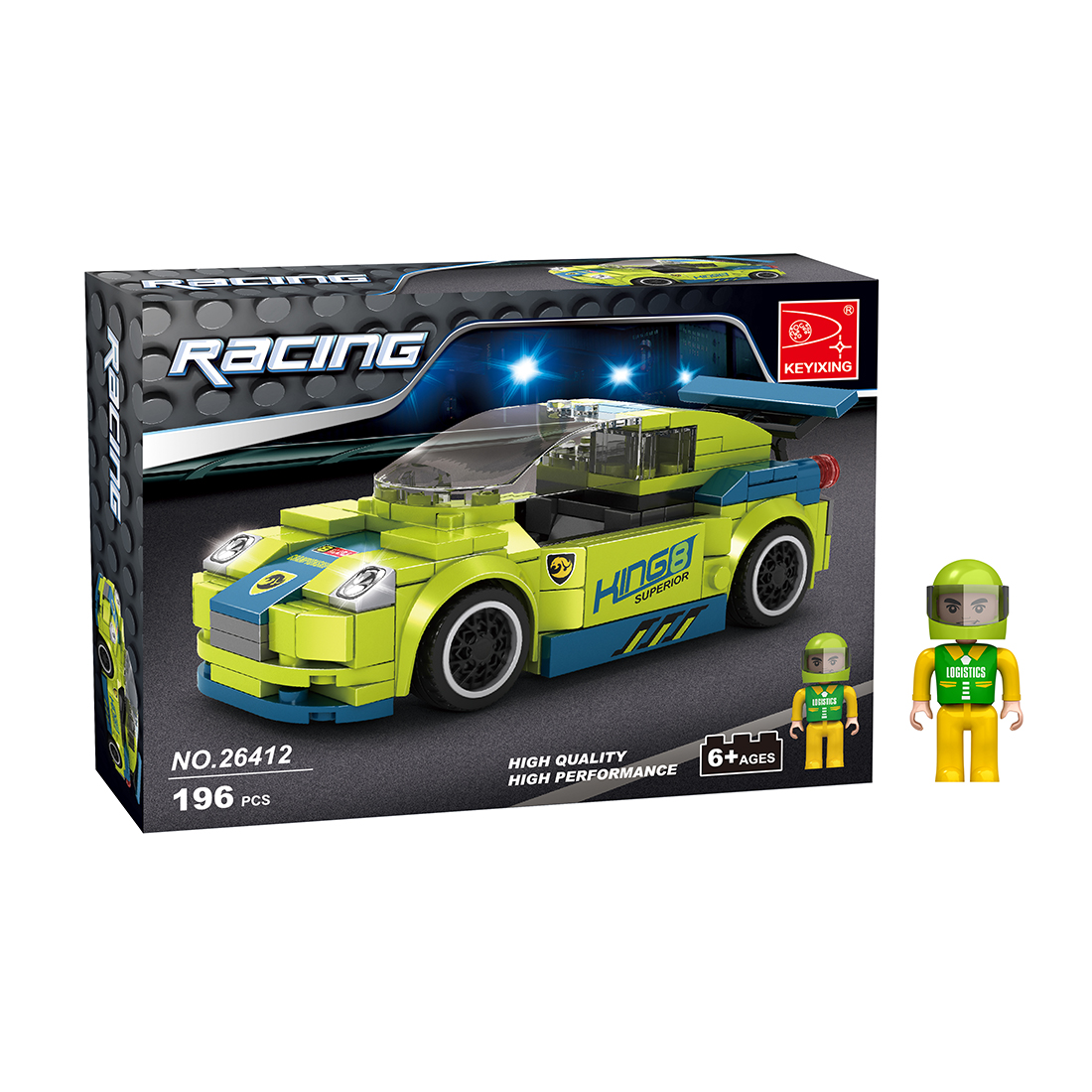 Игровой конструктор Keyixing 26412 Гонки Гоночный автомобиль KING8