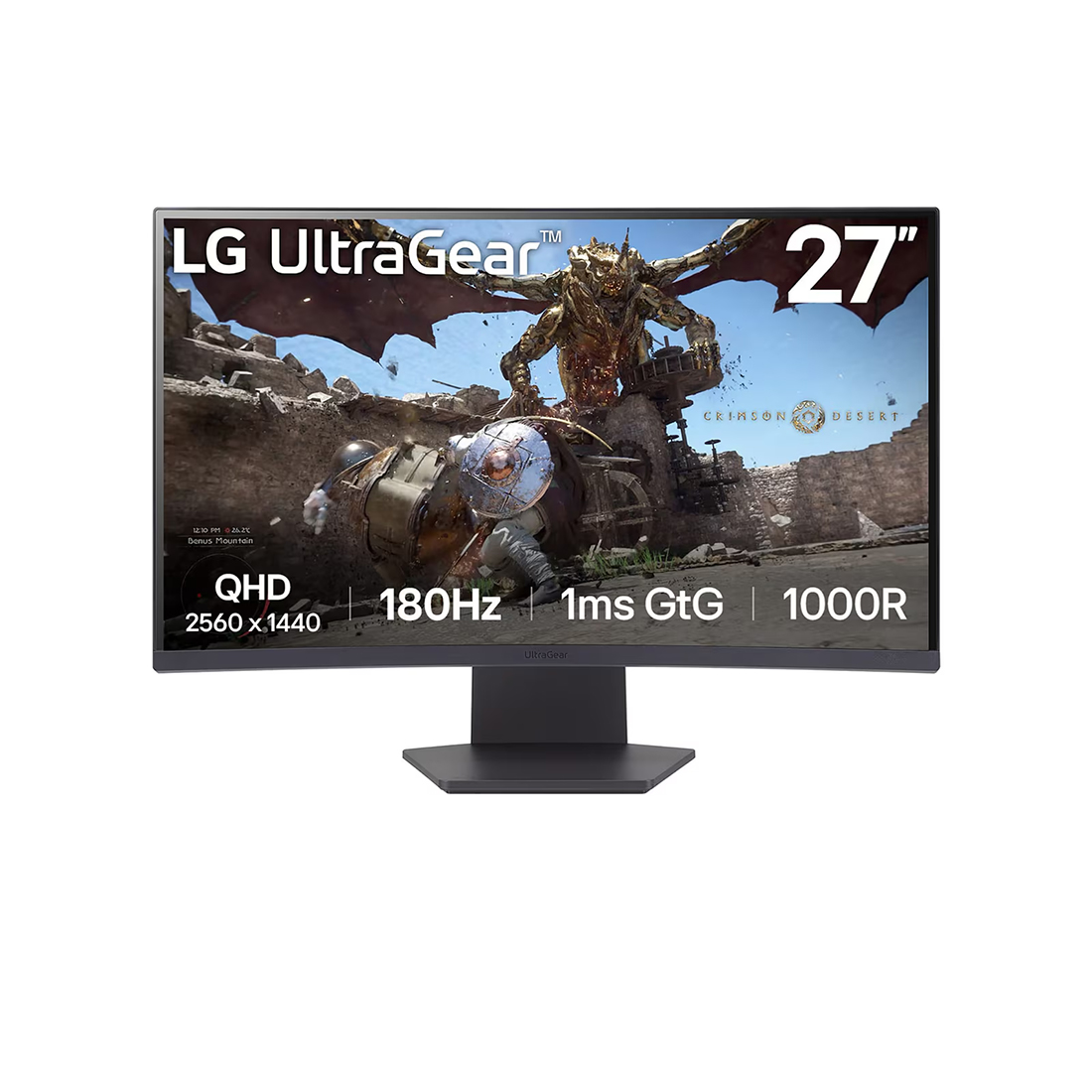 Монитор, LG, 27GS60QC-B, 27", 2560x1440, VA, 180 Гц, HDMI*2, DP*1, Аудиовыход, 300 кд/м2, 3000:1, 16.7M., 1мс, 178/178, 16:9, Черный