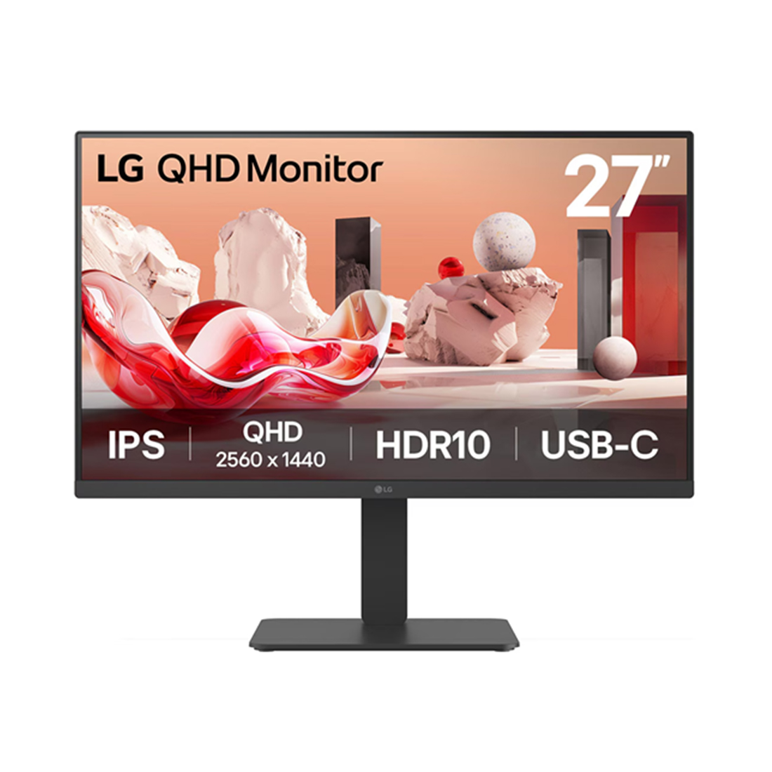 Монитор, LG, 27BA65QB Black, 27", 2560x1440, IPS, 100 Гц, HDMI, DP, USB x4, USB-C, 350кд/м2, 1000:1, 16.7М, 5мс, 178/178, 16:9, Чёрный