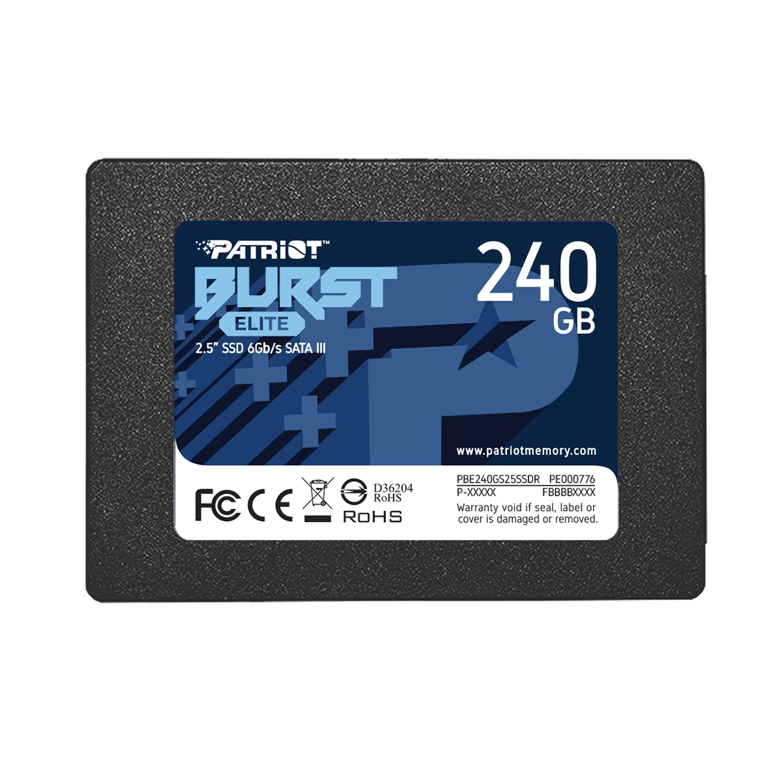 Твердотельный накопитель SSD, Patriot, Burst Elite PBE240GS25SSDR, 240 GB, SATA, 450/320 Мб/с