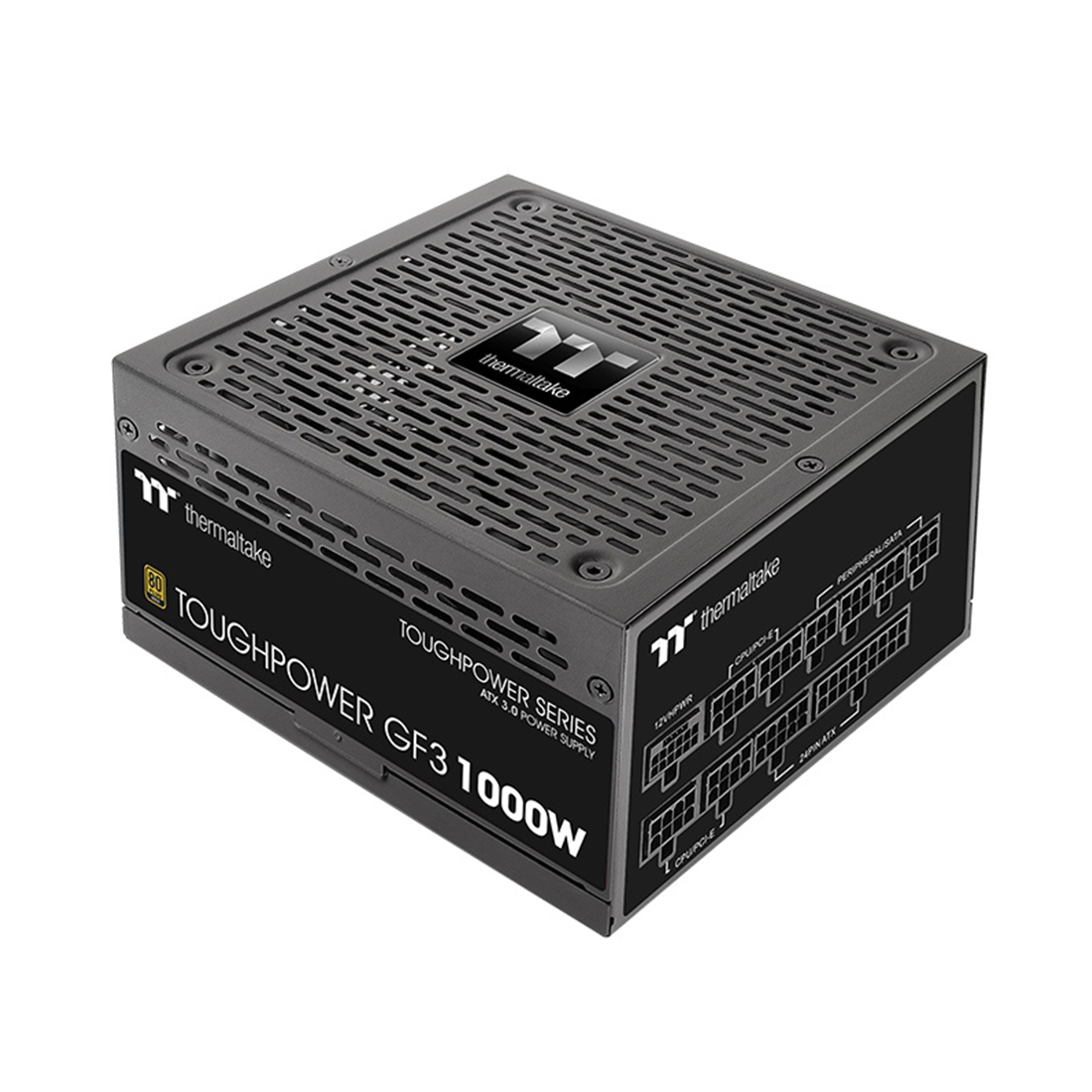 Блок питания, Thermaltake, Toughpower GF3 1000W, PS-TPD-1000FNFAGE-4, 1000W, ATX 3.0, Gold, APFC, 20+4pin, 4+4pin, 8pin, 12*Sata, 4*Molex, 4*PCI-E 6+2pin, PCI-E 12+4pin, FDD, Modular, Вентилятор 13.5см, 150х86х160мм, Чёрный