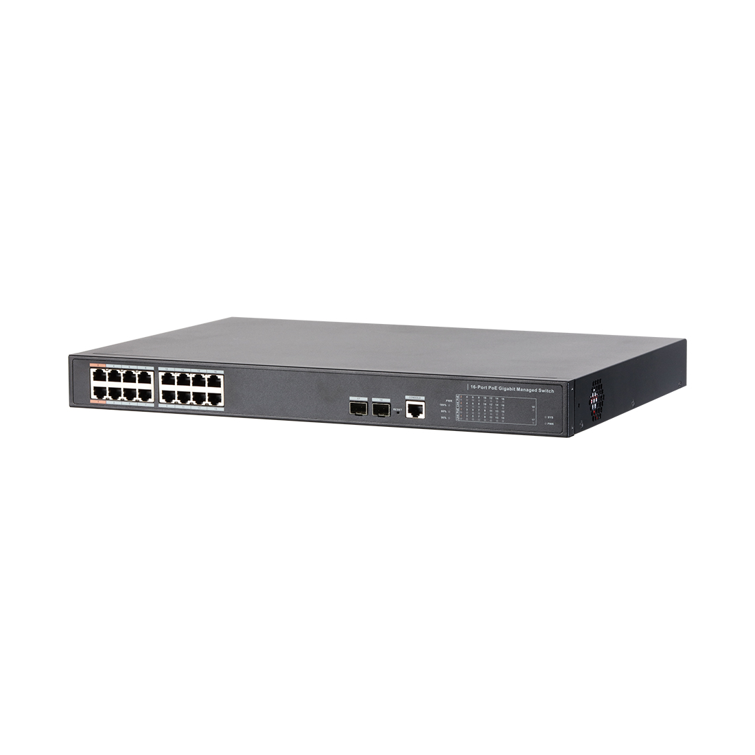 Коммутатор, Dahua, DH-PFS4218-16GT-190, Порты LAN:• 16 x RJ45 ( 14 PoE (802.3af/at) + 2 Hi-PoE/PoE (802.3af/at),10/100/1000 Base-T )•2 x Uplink (порт SFP-1000 Base-X ),Управляемый