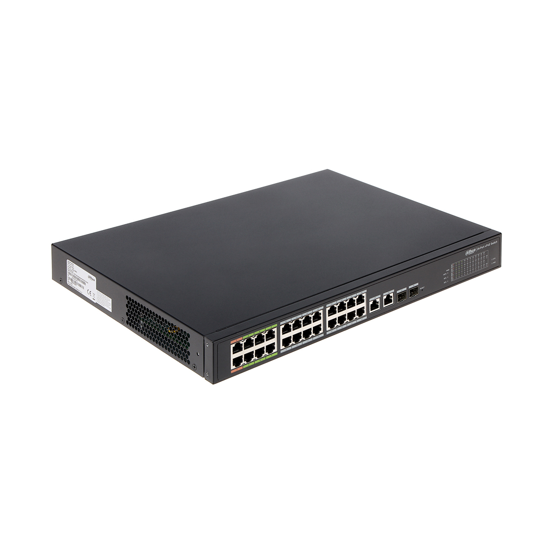 Коммутатор, Dahua, DH-LR2226-24ET-360, 19-дюймовый стоечный, 24 порта 10/100 Base-T + 2 комбо порта 1000М SFP, Управляемый (L2), ePoE, Корпус металл, 1U.
