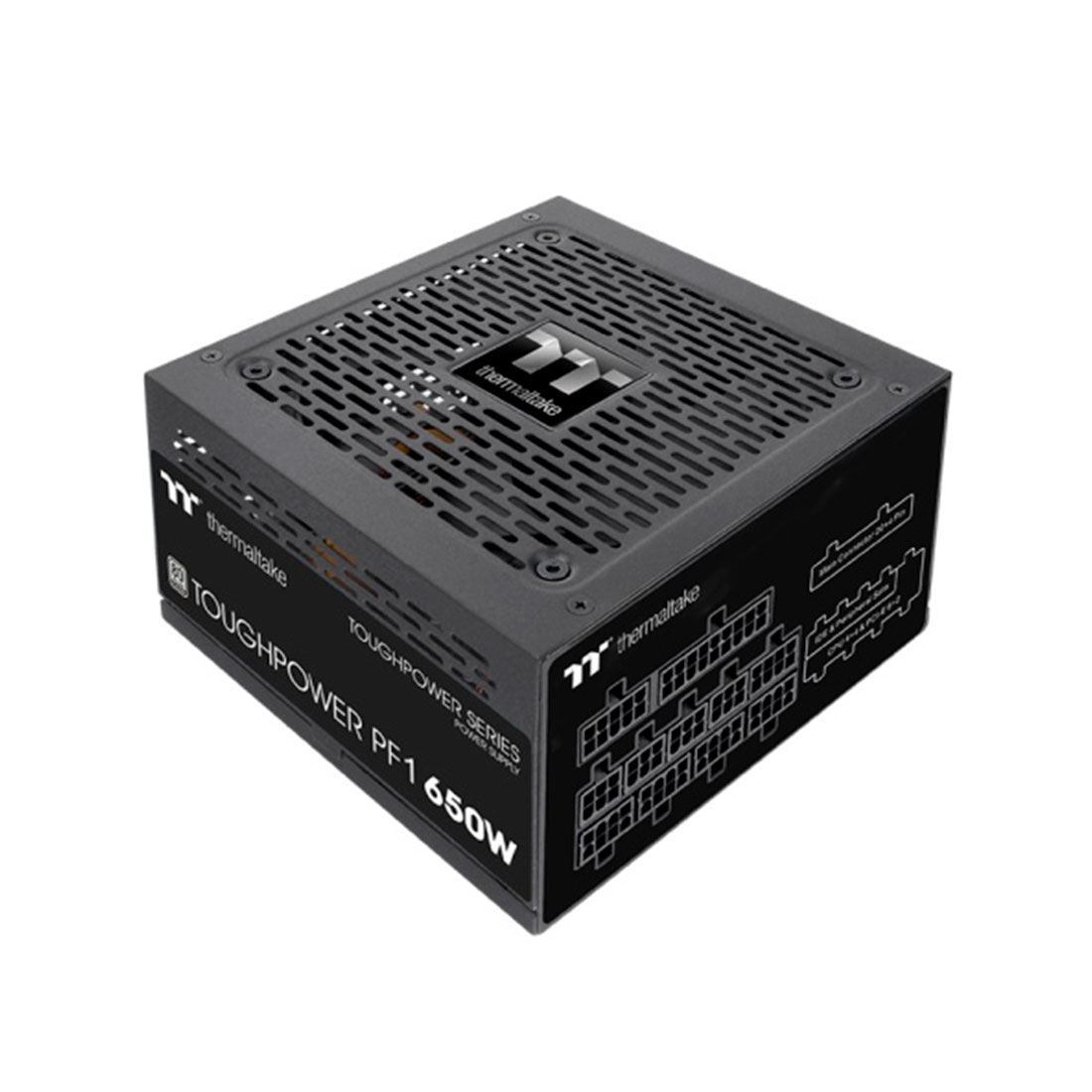 Блок питания, Thermaltake, Toughpower PF1 650W, PS-TPD-0650FNFAPE-1, 650W, ATX, Platinum, APFC, 20+4 pin, 2*4+4pin, 12*Sata, 4*Molex, 6*PCI-E 6+2 pin, FDD, Modular, Вентилятор RGB 12 см, 150х86х140мм, Чёрный