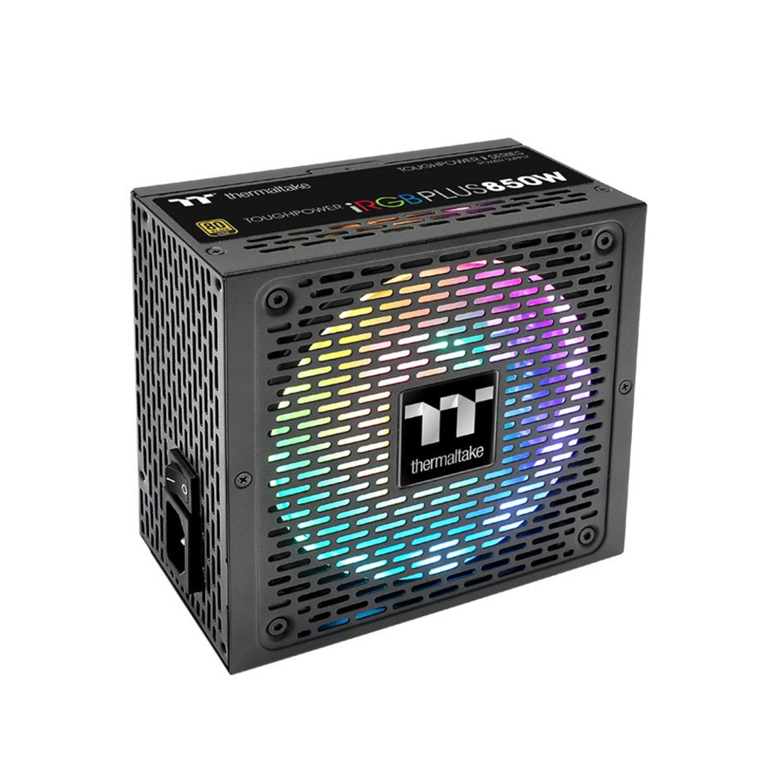 Блок питания, Thermaltake, Toughpower iRGB 850W, PS-TPI-0850F3FDGE-1, 850W, ATX, Gold, APFC, 20+4 pin, 2*4+4pin, 12*Sata, 4*Molex, 6*PCI-E 6+2 pin, FDD, Modular, Вентилятор RGB 14 см, 150х86х160мм, Чёрный