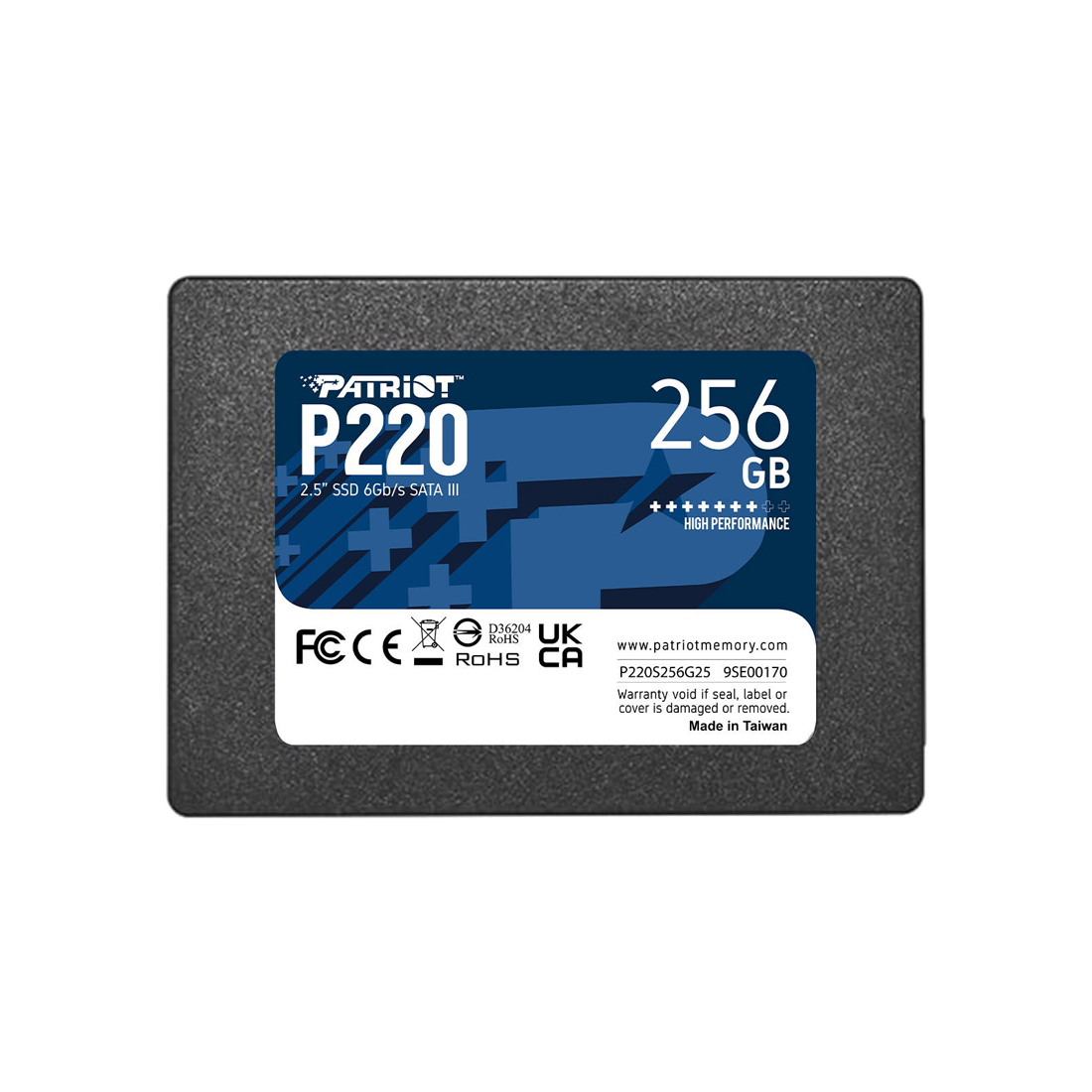 Твердотельный накопитель SSD, Patriot, P220 P220S256G25, 256GB, SATA III, 550/490 Мб/с