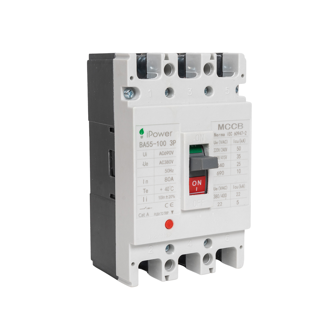 Автоматический выключатель, iPower, ВА55-100 3P 80A