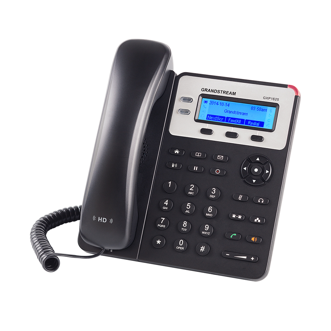 IP телефон, Grandstream, GXP1625, 2 SIP- аккаунта, 2 линии, 2 порта Ethernet 10/100 PoE, 3-х сторонняя конференц-связь, ЖК-дисплей 132x48 (2.95") с подсветкой, блок питания 5 В/0.6 А