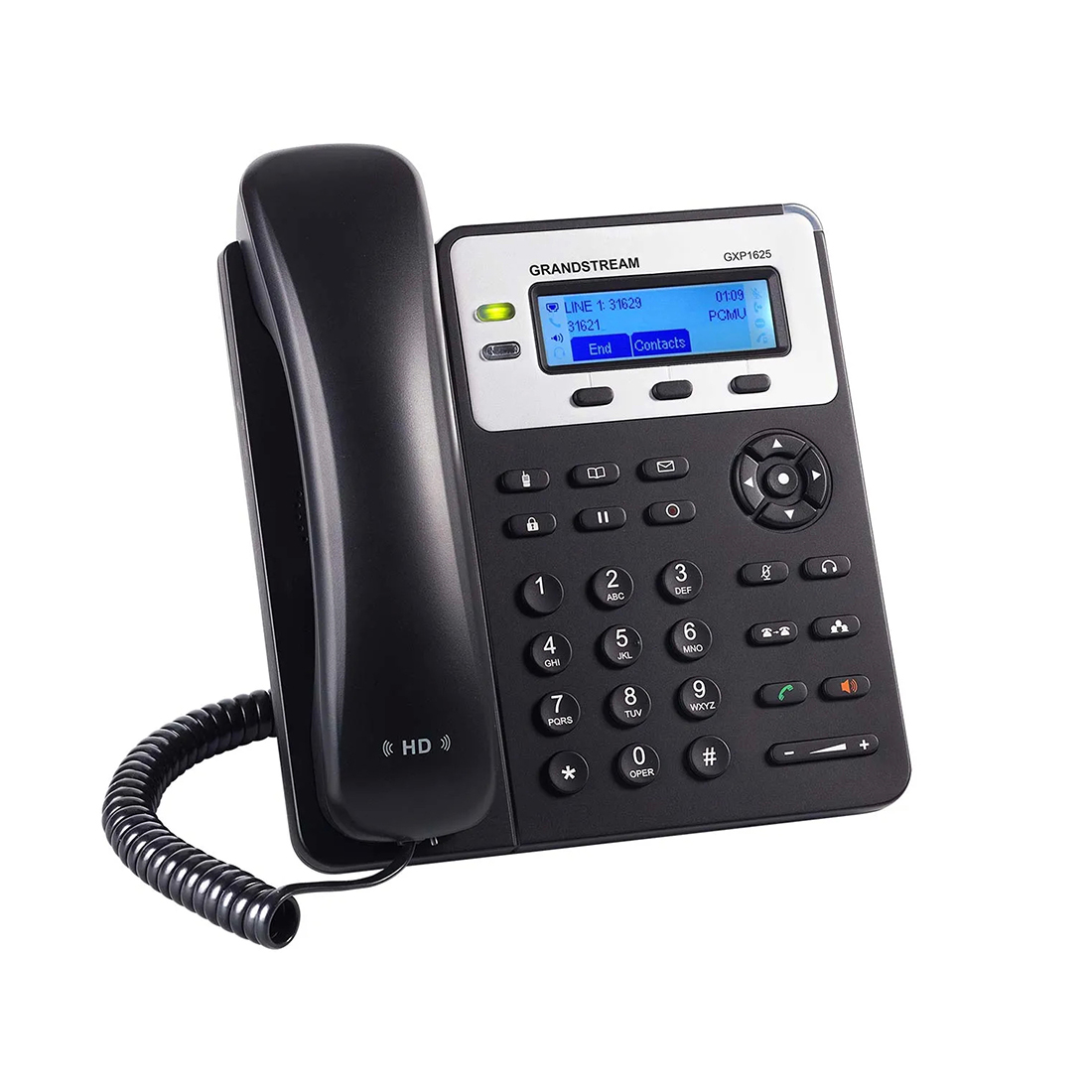 IP телефон, Grandstream, GXP1620, 2 SIP- аккаунта, 2 линии, 2 порта Ethernet 10/100 без PoE, 3-х сторонняя конференц-связь, ЖК-дисплей 132x48 (2.95 дюйма) с подсветкой, блок питания 5 В/0.6 А