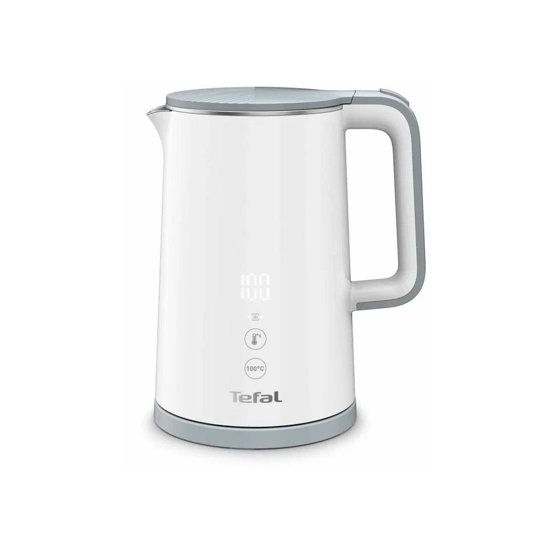 Чайник электрический, Tefal, KO693110, Двойные стенки, Мощность 1800 Вт, Объем 1,5 литра, Внутренняя колба-нержавеющая сталь, Внешние стенки чайника - белый пластик, Фильтр против накипи, Скрытый нагревательный элемент, Электронный дисплей, Втроенный в корпус, 5 режимов температуры, Подогрев 30 мин, Белый