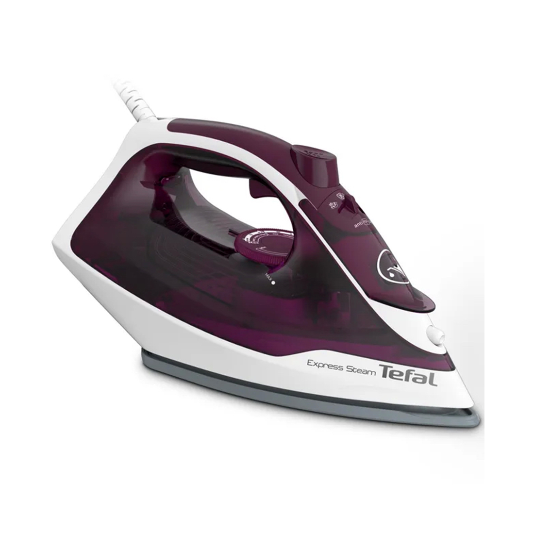 Утюг, Tefal, FV2835E0, Мощность 2400 Вт, Материал подошвы Xpress Glide, Паровой удар 160 г/мин, Подача пара 35 г/мин, Система самоочистки, Противокапельная система, Сиреневый
