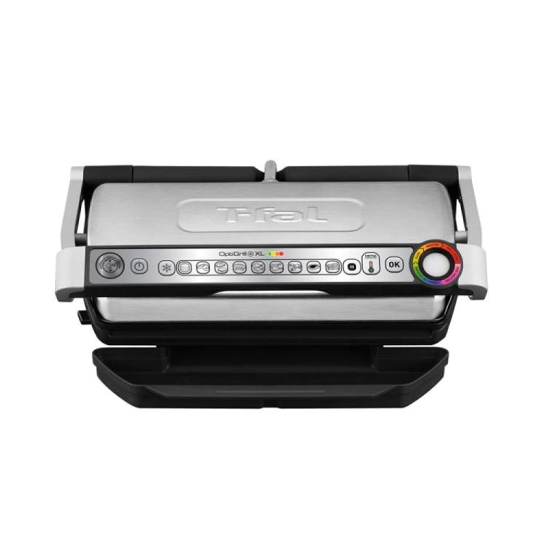 Гриль, Tefal, XL GC724D12, Мощность 2000Вт, 9 программ, 6-8 порций за одно приготовление, Электронное управление, 4 уровня температуры, Съемные пластины, Длина шнура 1.2 м, Стальной-Черный