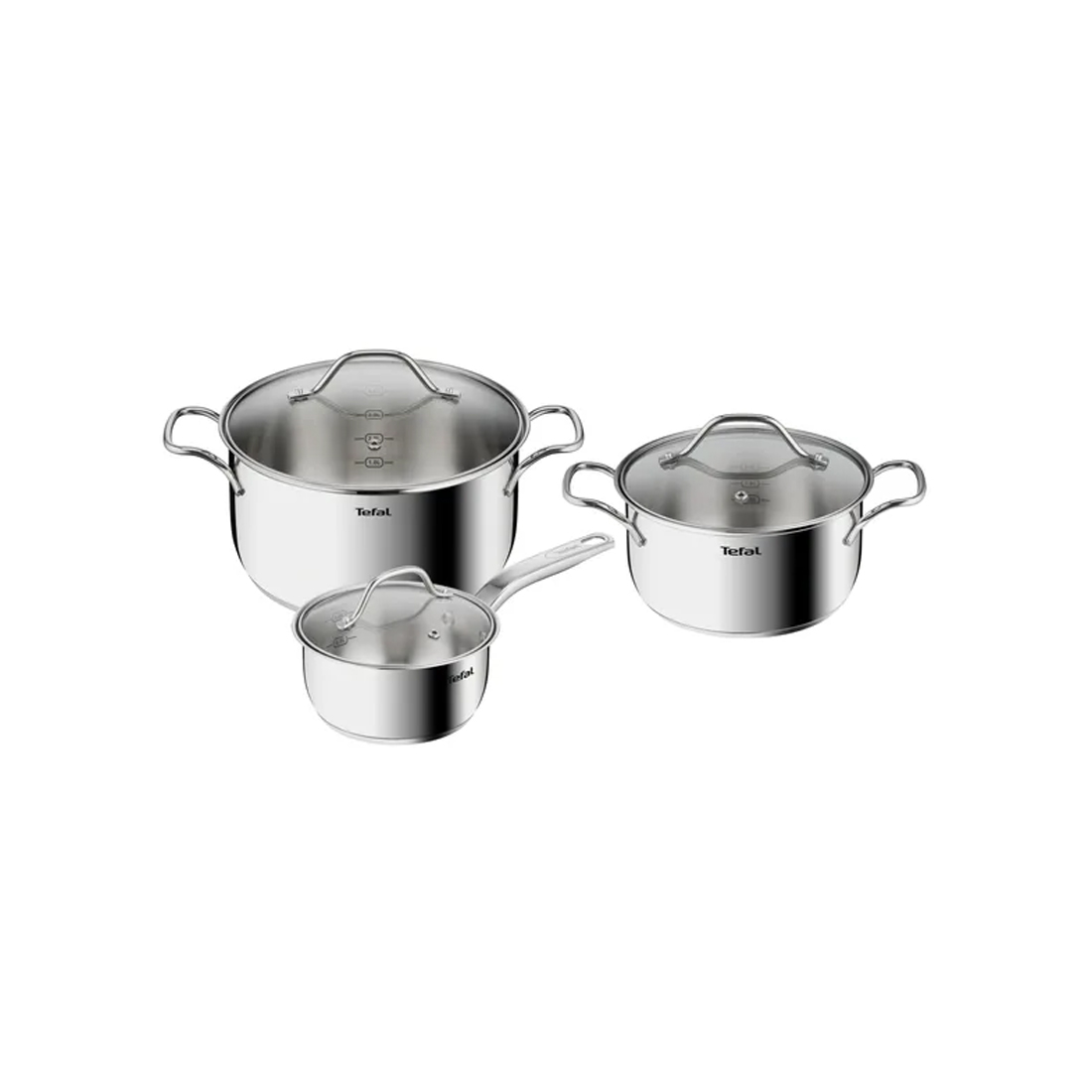 Набор посуды, Tefal, Intuition B864S674, 6 предметов, Нержавеющая сталь, Фиксированные ручки, Совместимость со всеми типами плит, Стальной