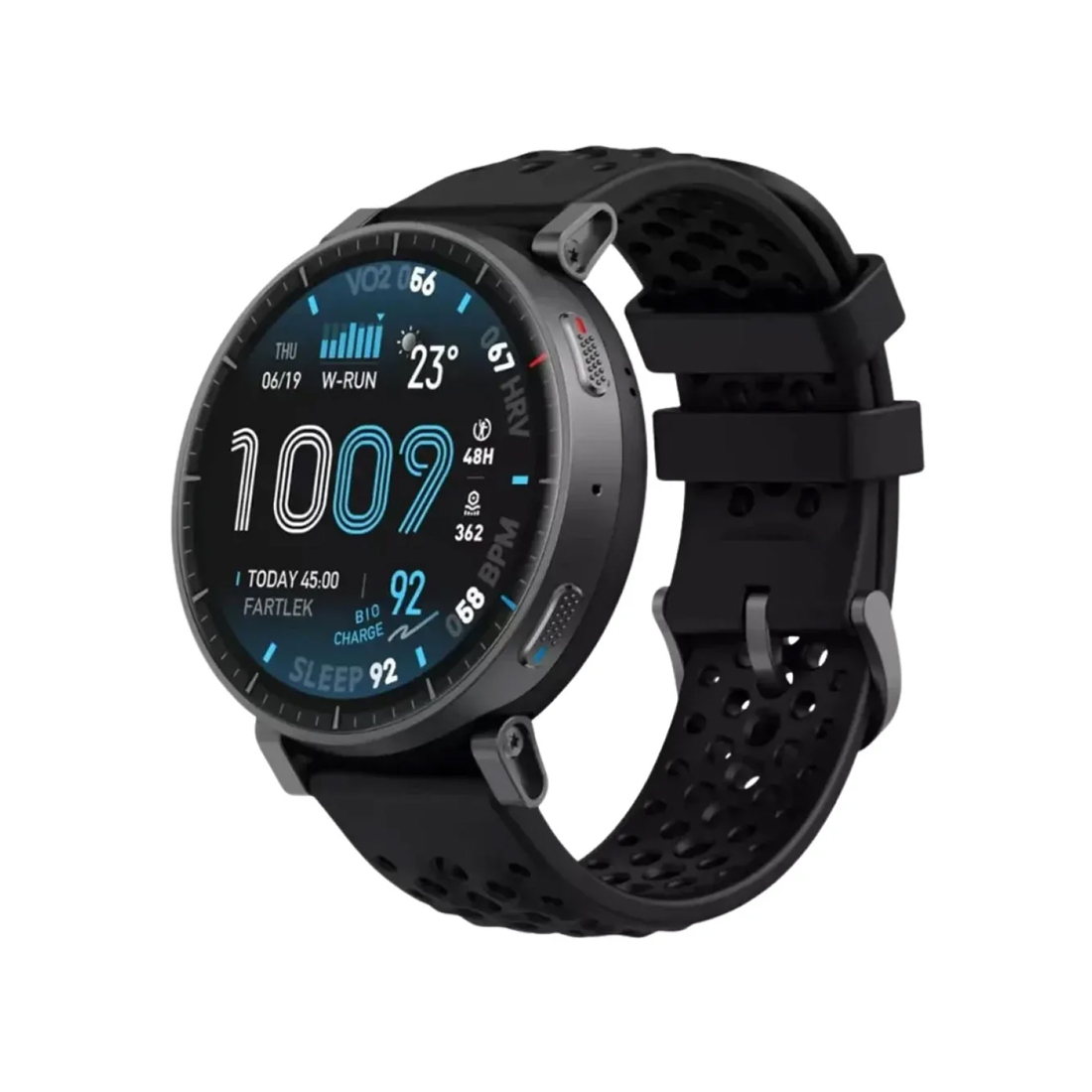 Смарт часы, Amazfit, Active Max A2557, Дисплей 1.32" AMOLED, Разрешение 466x466, Яркость до 2000 нит, Стекло закаленное с антибликовым покрытием, Водонепроницаемость (5 АТМ), Пятиспутниковое позиционирование, Батарея 270 мАч, Черный силиконовый ремешок, Черный