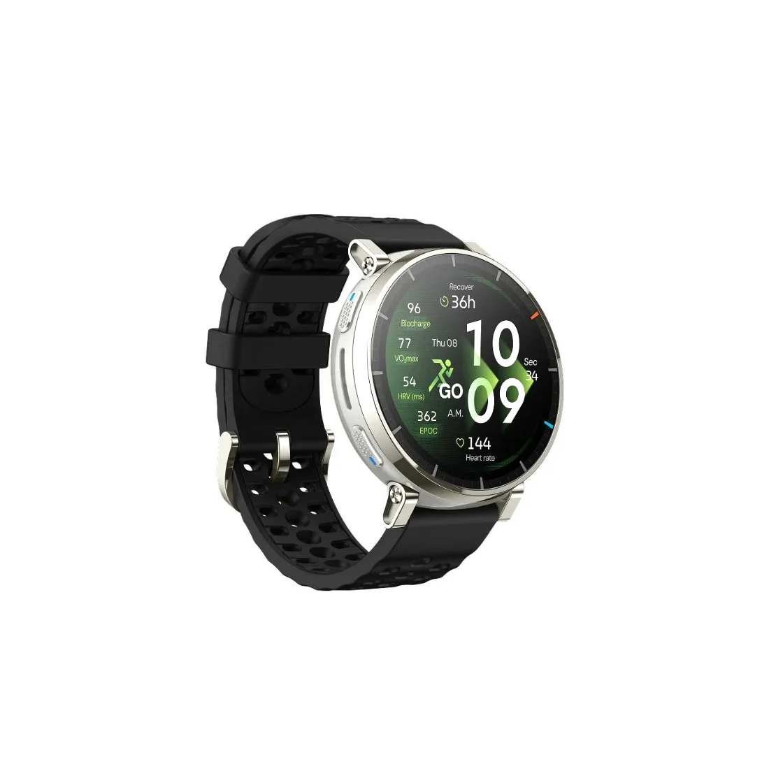 Смарт часы, Amazfit, 3 Premium A2559, Дисплей 1.32" AMOLED, Разрешение 466x466, Яркость до 2000 нит, Стекло закаленное с антибликовым покрытием, Водонепроницаемость (5 АТМ), Пятиспутниковое позиционирование, Батарея 270 мАч, Черный силиконовый ремешок, Серебристый