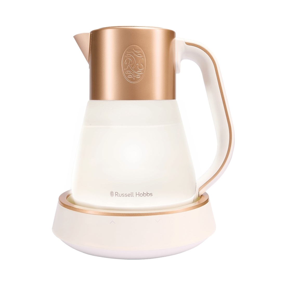 Чайник электрический, Russell Hobbs, 27450-70, Объем 1.7 л, Подсветка, Поддержание температуры, Установка температуры нагрева 40-100°C, Сигнал при закипании, Белый/Золотой