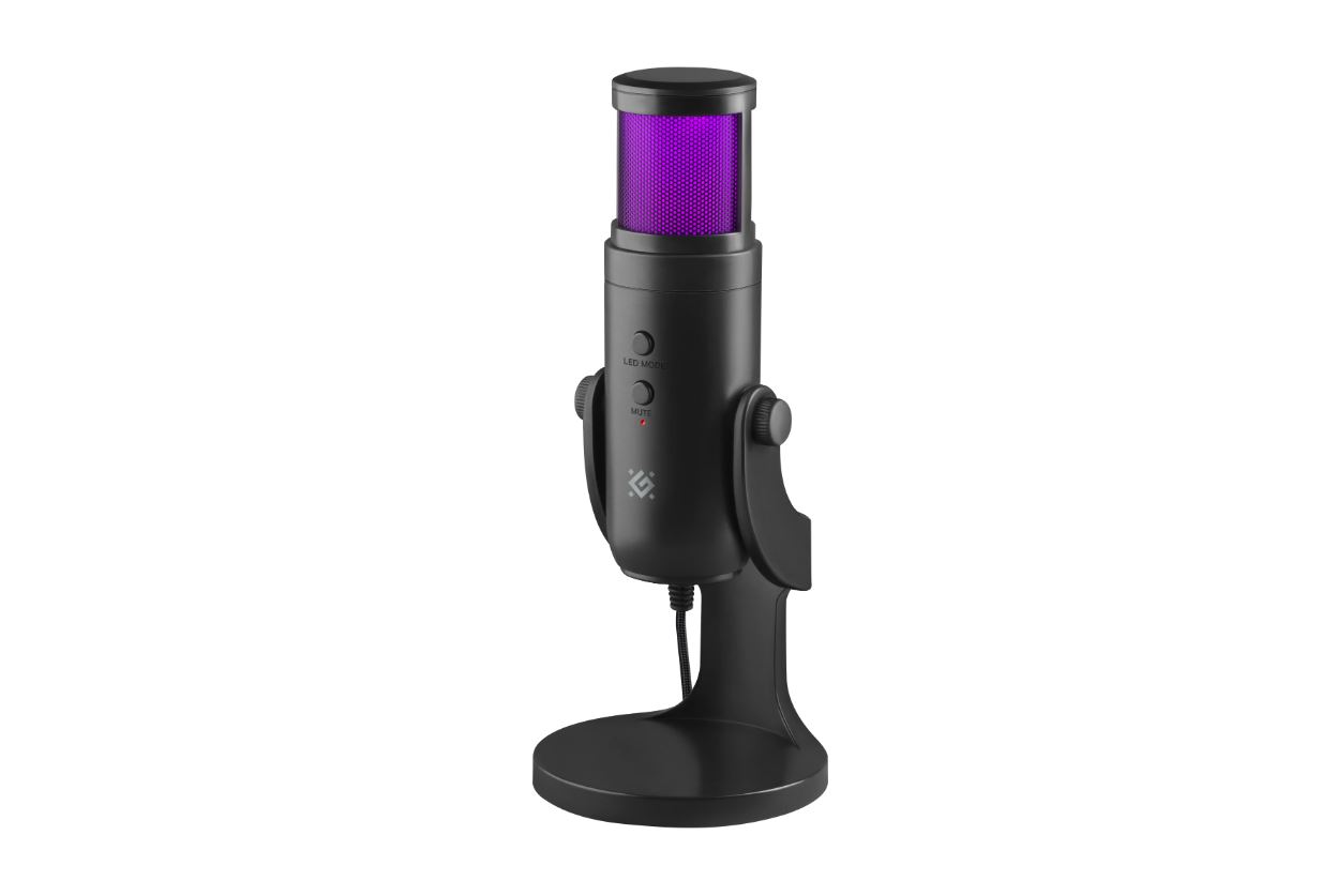 Ойын стрим микрофоны Defender Galactar GMC 250 USB, LED, қара