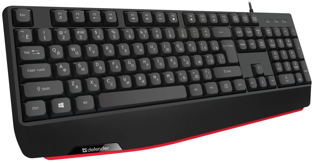 Клавиатура проводная Defender Atom HB-546 USB RU, черный
