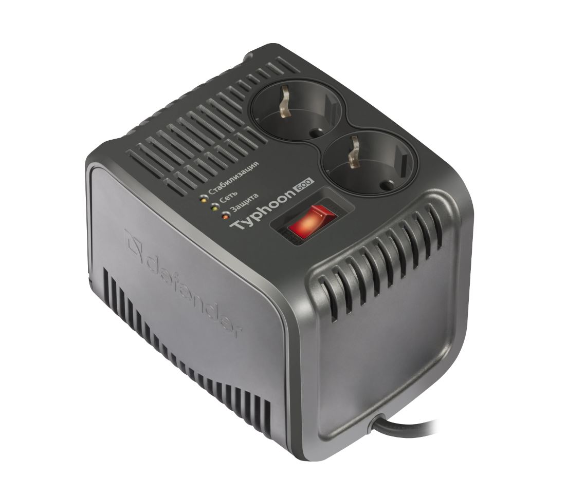 Defender AVR Typhoon 600 200 Вт, 2 розеткамен тұрақтандырғыш