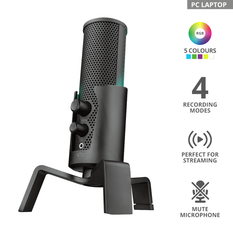 Студиялық USB-микрофон Trust GXT 258 Fyru 4 in 1 Streaming