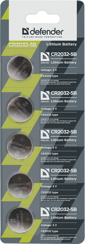 Элемент питания Defender CR2032 - 5 дана блистерде