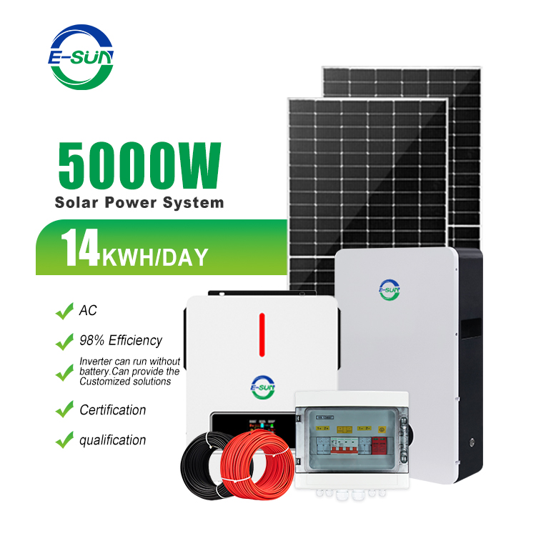 5kw Home Solar off Grid Systems 3kw Lifepo4 Battery Complete Kit Set Hybrid 5000W Solar Panels Energy System for Power Storage