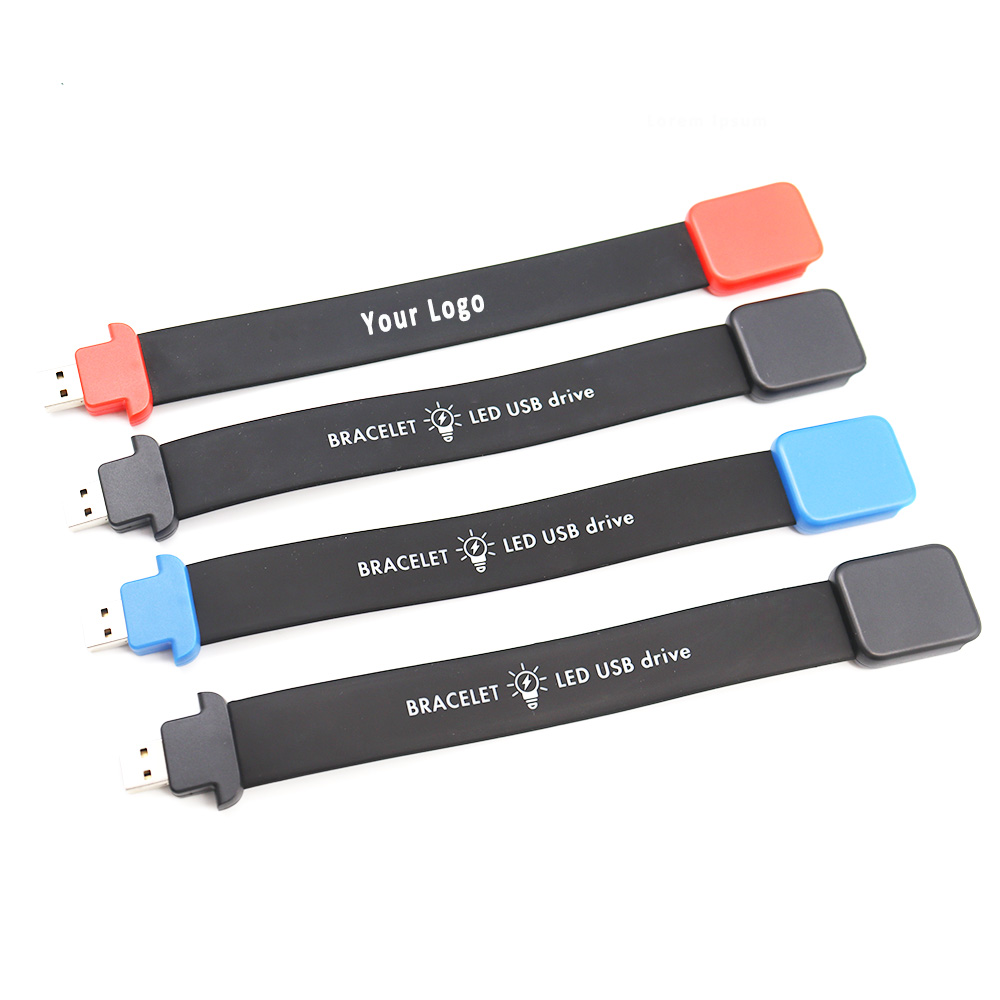 USB Flash Memory Stick Lighting up Bracelet Usb Wristband Led Thumb Drive Personalized Logo Pendrive 32GB USB Flash Memory Stick