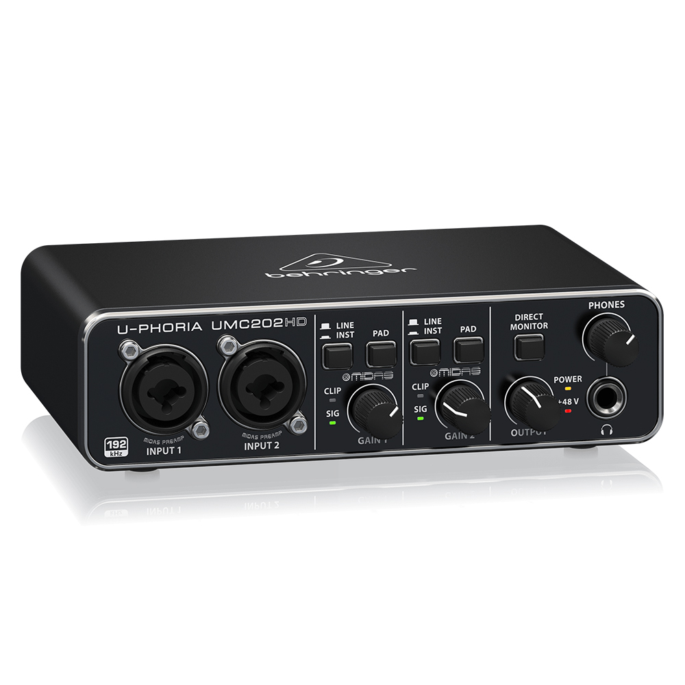 Behringer U-Phoria UMC202HD Sound Card USB Audio Interface With 2 Midas Preamps & 48V Phantom Power Studio Sound Equipment