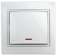 Выключатель Intro 1-102-01 с подсветкой, 10А-250В, IP20, СУ, Plano, белый