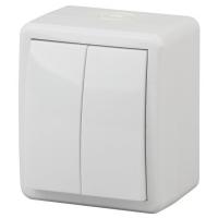 Выключатель двойной IP54 ЭРА 11-1404-01, 10АХ-250В, ОУ, Эра Эксперт, белый