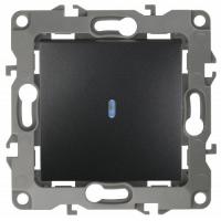Выключатель с подсветкой ЭРА 12-1102-05, 10АХ-250В, IP20, Эра12, антрацит