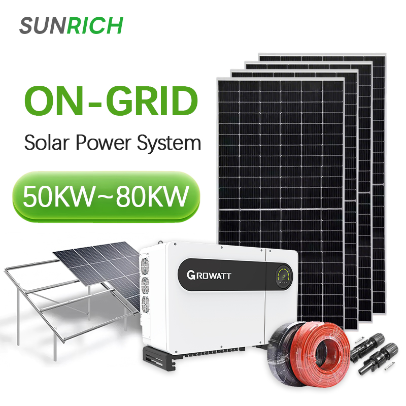 Sunrich Complete Solar System Growatt 50kW 100kW on Grid Solar System with TOPCon Bifacial Panels
