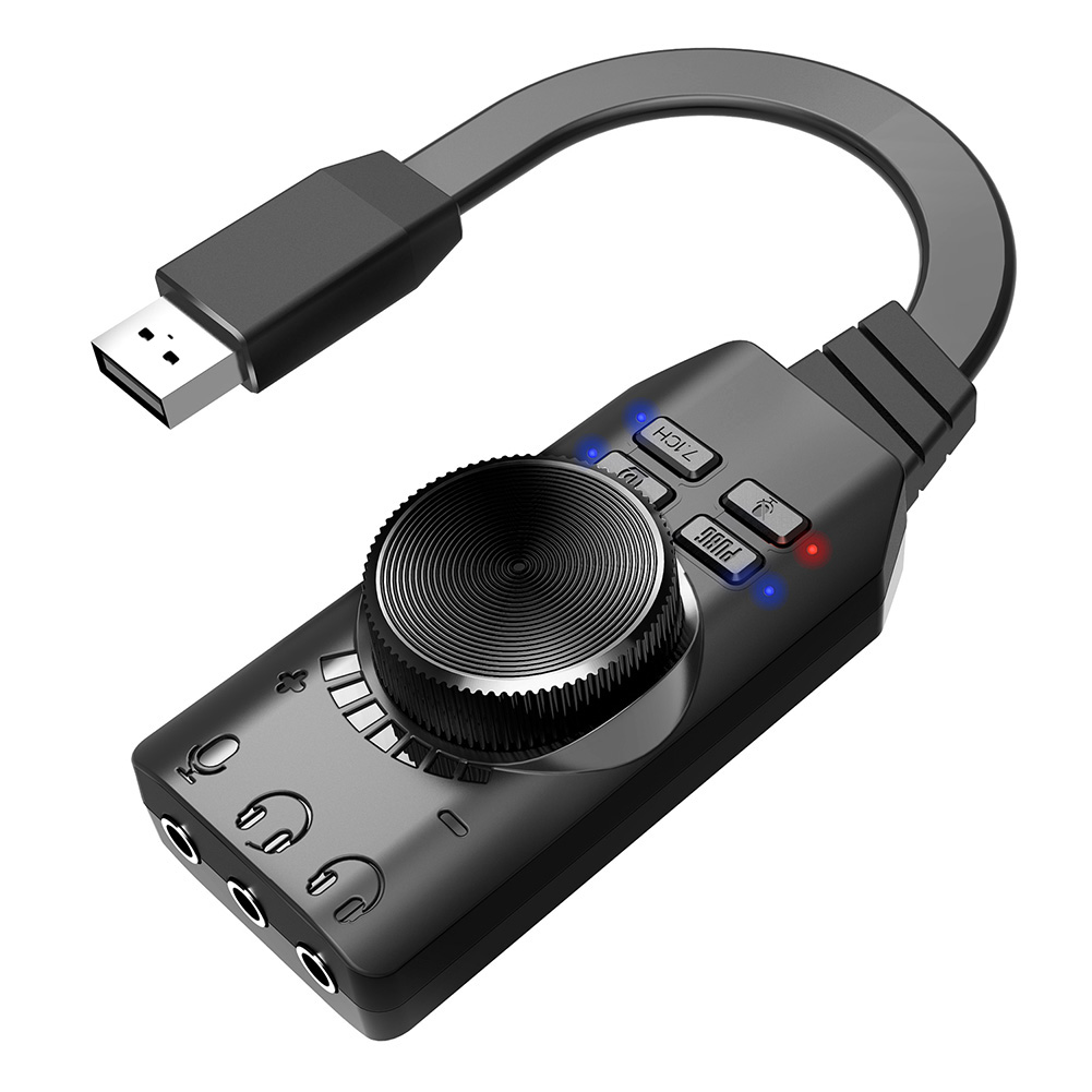 Hotswitch USB Gaming Sound Card Virtual 7.1 Channel Hifi Magic Voice Stereo Effect Audio Sound Cards Mixers for Gamers